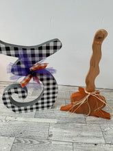 Load image into Gallery viewer, October 31st Witches Broom Wood Cut out Set Hand Drawn Spooky Season  Halloween
